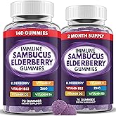 Elderberry Gummies Immune Support, Daily Support for Kids and Adults*, with Sambucus Elderberry, Zinc, Vitamin C, D3, B6, B12, Plus - Dietary Supplement - 140 Count