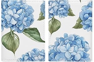Blue Hydrangea Pattern Passport Holder Portable Passports Cover with Card Slot Passports Protector Passport Wallet