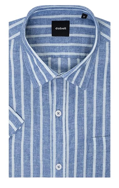 Dobell Mens Blue Bold Stripe Linen 