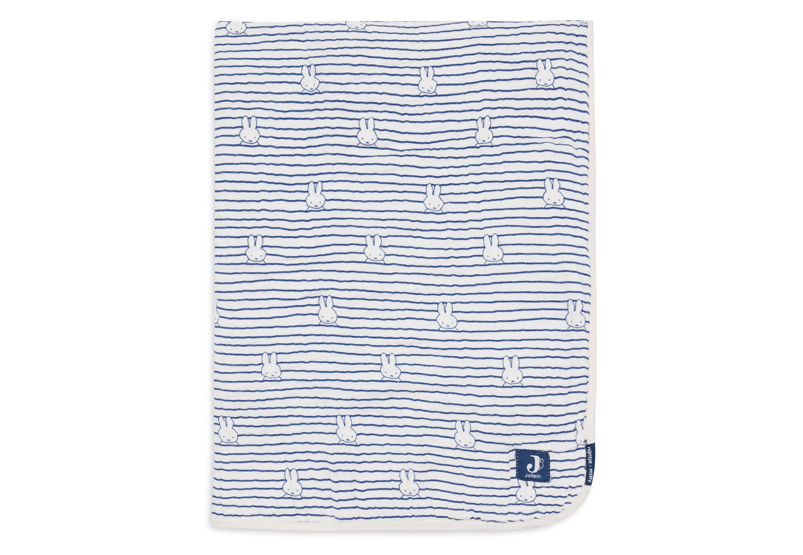 Jollein Miffy Stripe Navy 100% Cotton Baby Blanket, 75 x 100 cm, 0.5 TOG, Oeko-Tex Certified