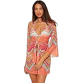 BECCA Women's Summer Sunrise Tunic, Tie Front, Casual, Beach Cover Ups