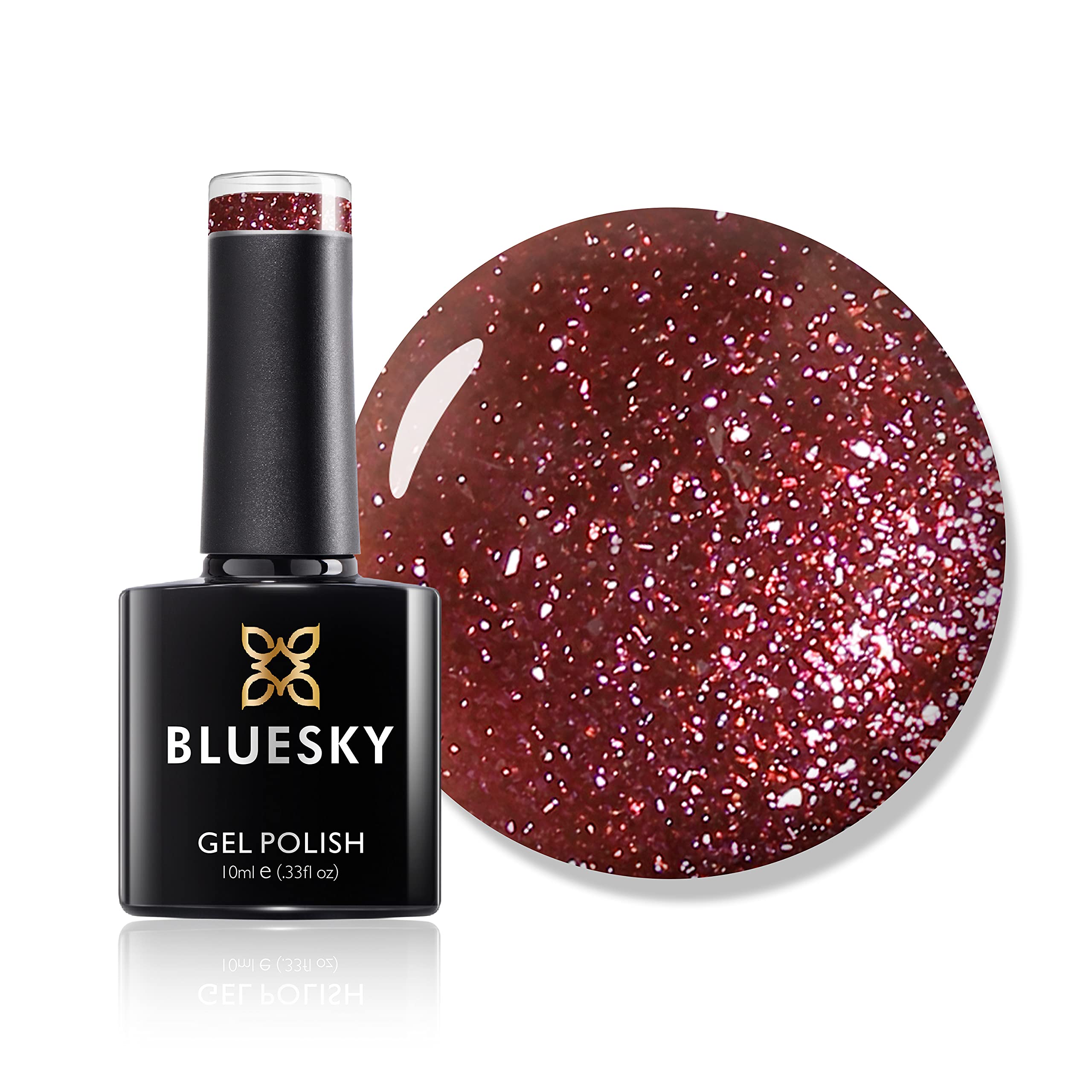 Bluesky Gel Nail Polish, Plum Glitz JQ10, Pink Glitter, 10 ml Long Lasting, Chip Resistant, 10 ml (Requires Drying Under UV LED Lamp)