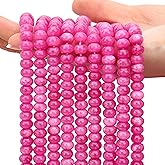 AUREHEN 2 Strands (150PCs) Rose Jade Rondelle Beads, 5 * 8mm Gemstone Loose Spacer Abacus Disk Beads for DIY Bracelet Necklace Earrings Jewelry Making, Craft Supplies Beading Kit