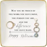 Happy Retirement Jewelry Tray Gifts for Women-Retirement Appreciation Gift | Retirement Party Present for Retirees -May You Be Proud Of the Work You Have Done-Ceramic Ring Dish With Gift Box