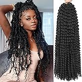 Passion Twist Hair 30 Inch 7 Packs Water Wave Crochet Hair Black Wrap Braiding Hair For Passion Twist Crochet Hair/Butterfly Locs/Spring Twist Crochet Braids Boho Hair Extension (30inch,7pc,1B#)