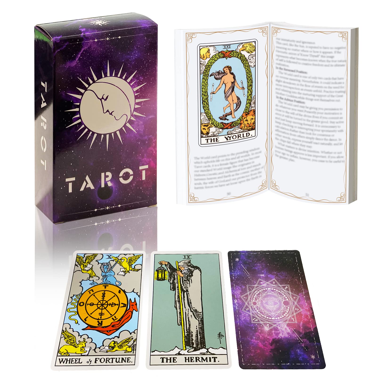 IXIGER Tarot Cards Deck with Guidebook,78 Classic Tarot Cards Deck Standard Size 4.75" x 2.76",Riginal Tarot Card Decks for Beginners and Expert,Future Telling Cards Game.