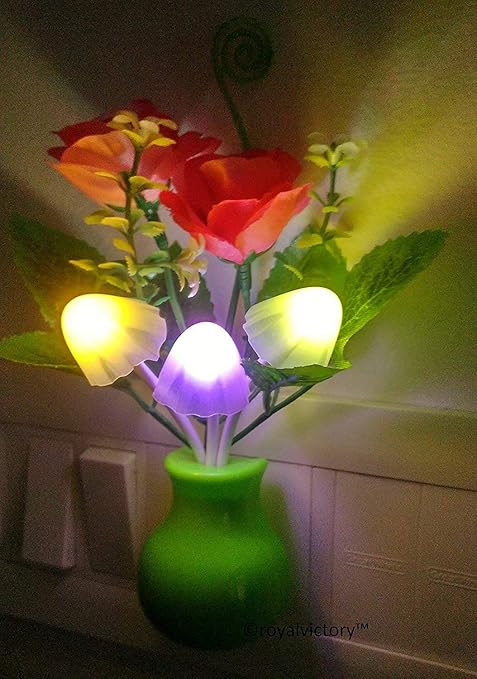 Automatic Sensor Mushroom Night Lamp - Multi Color Changing Effect - Work in Dark Place Due to Night Sensor (Assorted Color)