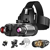 AILNJUC Night Vision Goggles Head Mounted, 1312FT Night Vision Binoculars Compatible with Military Tactical Helmet, Infrared Long Focus 8X Digital Zoom/32GB SD Card, black