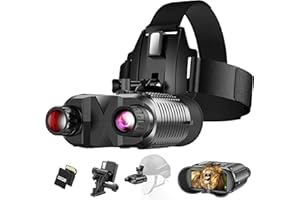AILNJUC Night Vision Goggles Head Mounted, 1312FT Night Vision Binoculars Compatible with Military Tactical Helmet, Infrared Long Focus 8X Digital Zoom/32GB SD Card, black