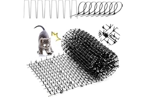 Cat Scat Spike Mat,NEKOJOSW Pet Deterrent Spikes Prickle Mat for Garden, Porch, Home - Include 8 Garden Staples and 8 Twists 