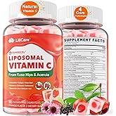 Natural Liposomal Vitamin C 1000mg Gummies for Adults Kids 9+, 1660mg Chewable Vitamin C w/ 11mg Zinc, D3, Elderberry, Echinacea, Bioflavonoid, Immune Support - Organic VIT C from Fruits, Sugar Free