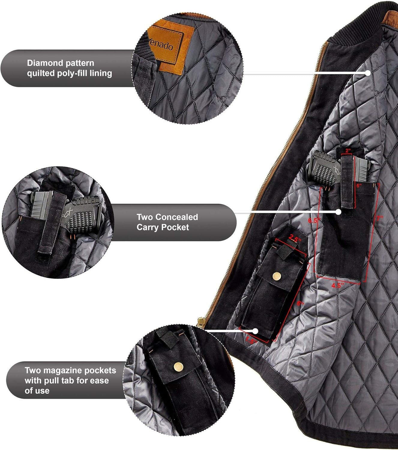 Venado Concealed Carry Vest for Men - Heavy Duty Canvas - Conceal Carry Pockets… (Medium): Clothing