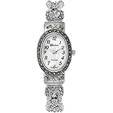 Geneva Platinum Marcasite Oval Face Women's Watch
