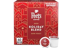 Peet's Coffee, Dark Roast Single Serve Coffee Pods - Holiday Blend 60 Count (6 Boxes of 10 Pods)