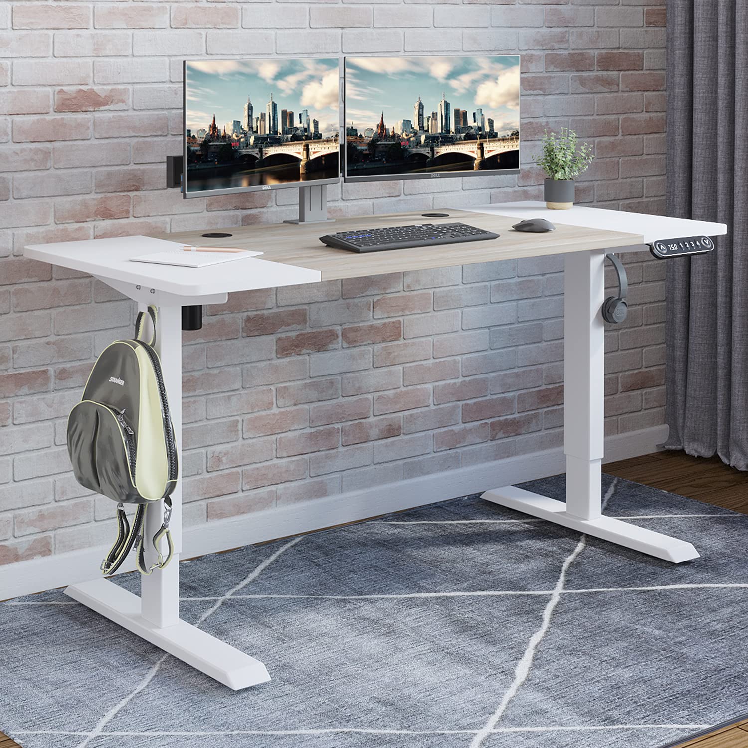 Photo 1 of  ***SELLING AS PARTS ONLY***INCOMPLETE*** AS IS***
Radlove Electric Height Adjustable Standing Desk, 55 x 24 Inches Stand Up Workstation, Splice Board Home Office Computer Table Ergonomic (White Frame + 55" White+Maple Top)