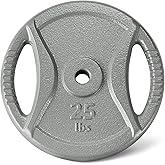 Amazon Basics 1-Inch Grip Weight Plates, Cast Iron, Strength Training, Home Gym