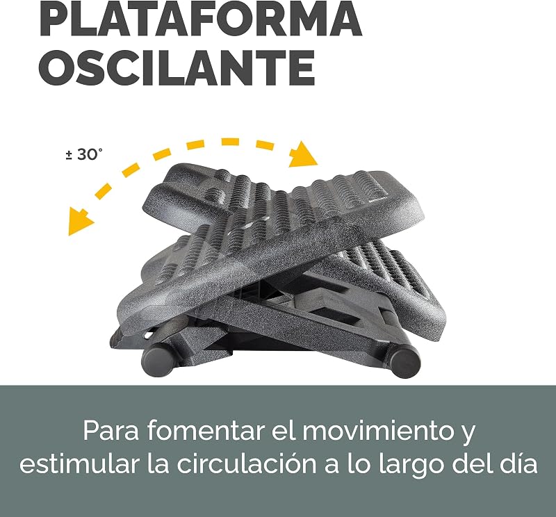 Apoio de pés ergonómico Everyday Plus com base antiderrapante - Apoio de pés de secretária - para escritório e casa - Preto