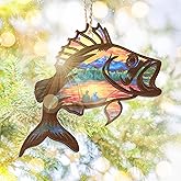 ARVEXO Christmas Fishing Gifts for Men, Fishing Ornament - Suncatcher Christmas Ornaments 2025 - Fish Ornaments for Tree, Sports Gifts for Fisherman, Fish Ornament, Sports Gift for Men Dad Grandpa