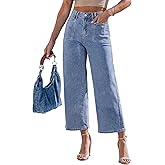 luvamia Wide Leg Jeans Woman Cropped Trendy Patch Pocket High Waisted 2026 Baggy Loose Straight Leg Stretchy Denim Pants