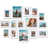 Vittanly 15 Pack Picture Frames Collage Wall Decor for Mounting or Tabletop Display, Gallery Frame Set for Family, Multi Sizes Including 3pcs 8x10, 6pcs 5x7, 6pcs 4x6, White
