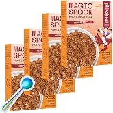 Magic Spoon Cinnamon Crunch High Fiber Cereal 4 Pack - Plant-Based Protein | High protein, low sugar snack &amp; breakfast, grain &amp; gluten free, low carb &amp; keto, healthy snacks for kids &amp; adults