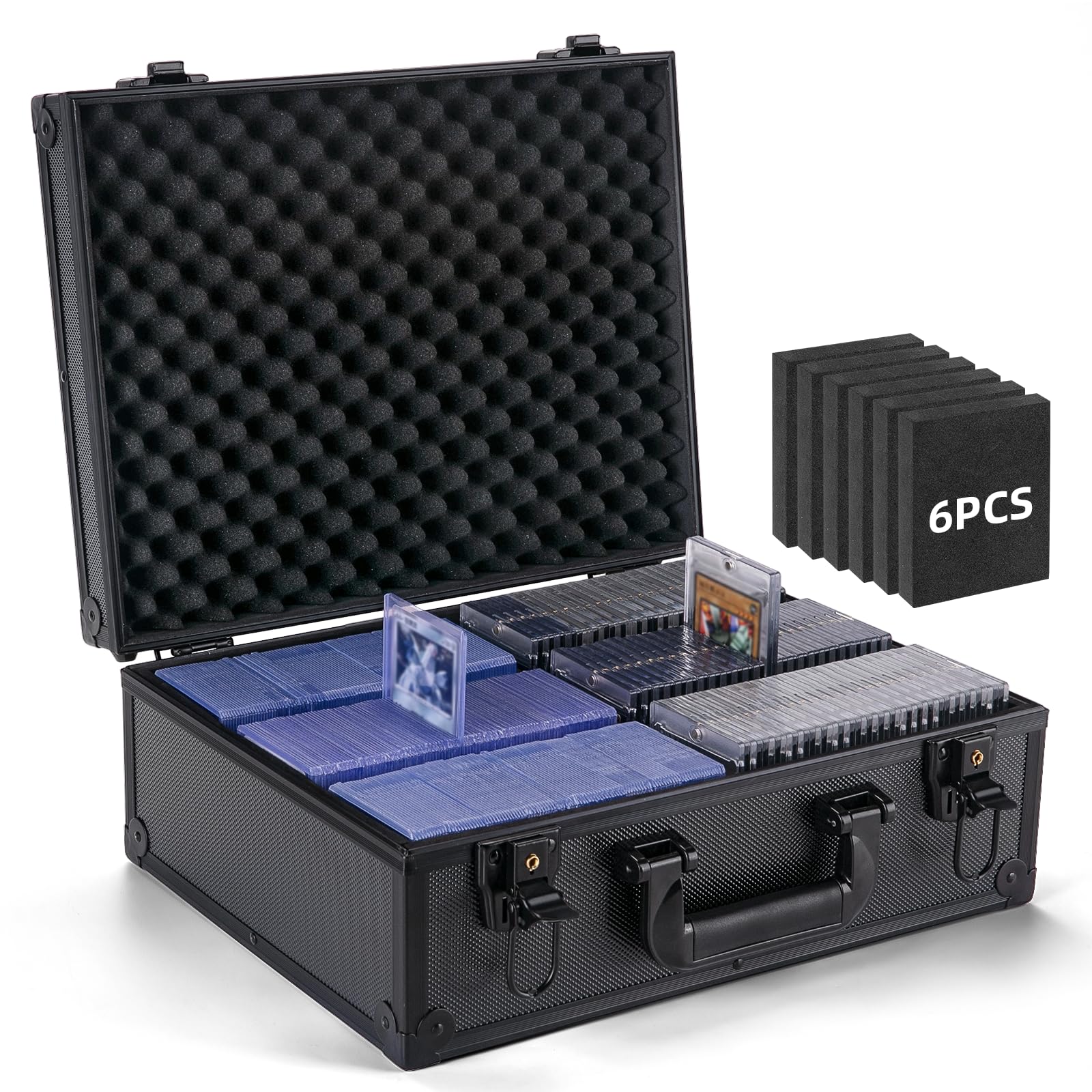 Photo 1 of *MINOR DAMAGE - USED*
Eugsph Trading Card Storage Box for 3" X 4" 35pt Toploaders 600+, Sturdy Secure Large Capacity Hard Case with 6 Foam Stoppers, Fits Toploader Magnetic Holders MTG Baseball Sports Card Storage Box Case