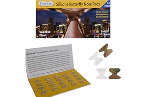 GMS OPTICAL VisionAir - Adhesive Anti-Slip Silicone Butterfly Nose Pads for Reading Glasses, Sunglasses, and Eye Wear - Super Sticky Backing - (1.3mm Clear - 10 Pair)