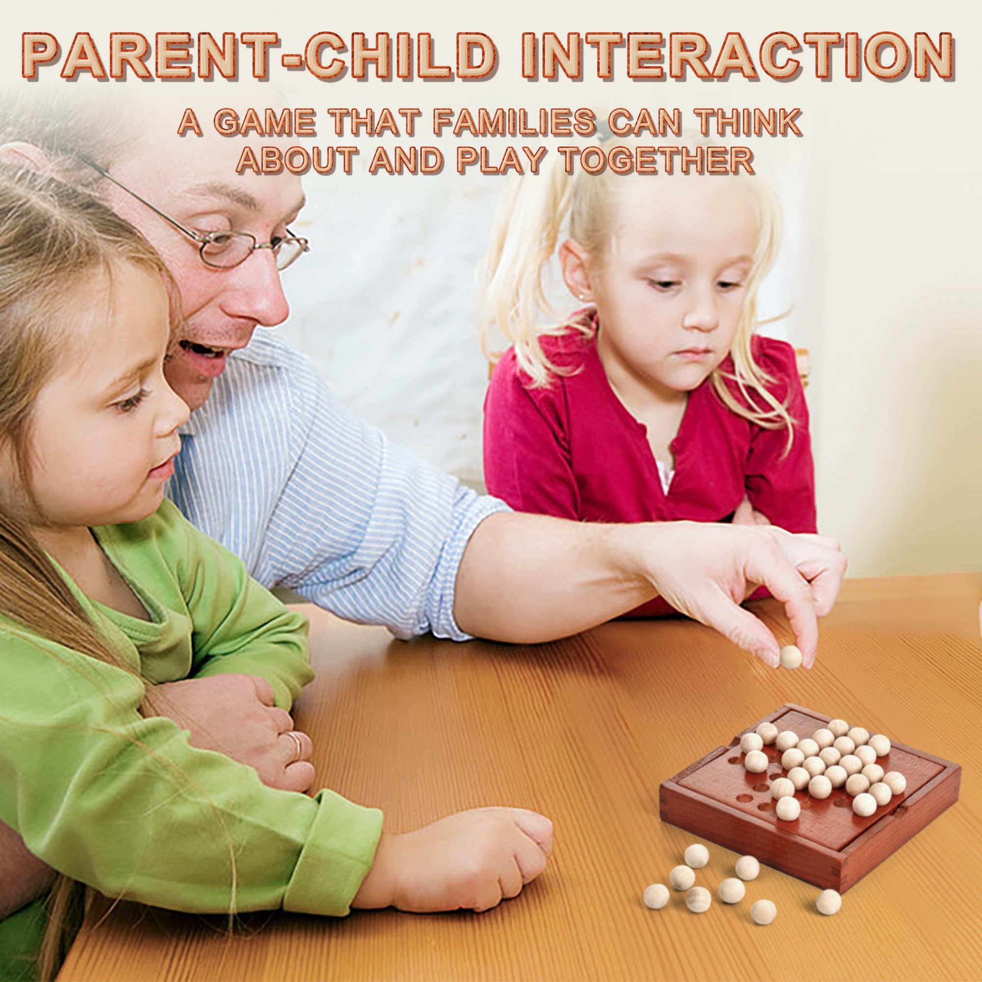 AIUAZA Hölzerne Mini-Reisespiele, Klassische hölzerne Brettspiele, Einzelspieler-Spiele, Kinder-Puzzle-Spielzeug, Indoor-Party Versammlung Tischplatte Puzzle-Spiel (Jump All but one) 9