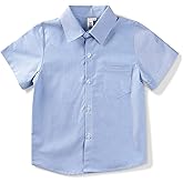 OCHENTA Boys' Short Sleeve Oxford Dress Shirt Button Down with Pocket for School Party Wedding 2T-11 Years