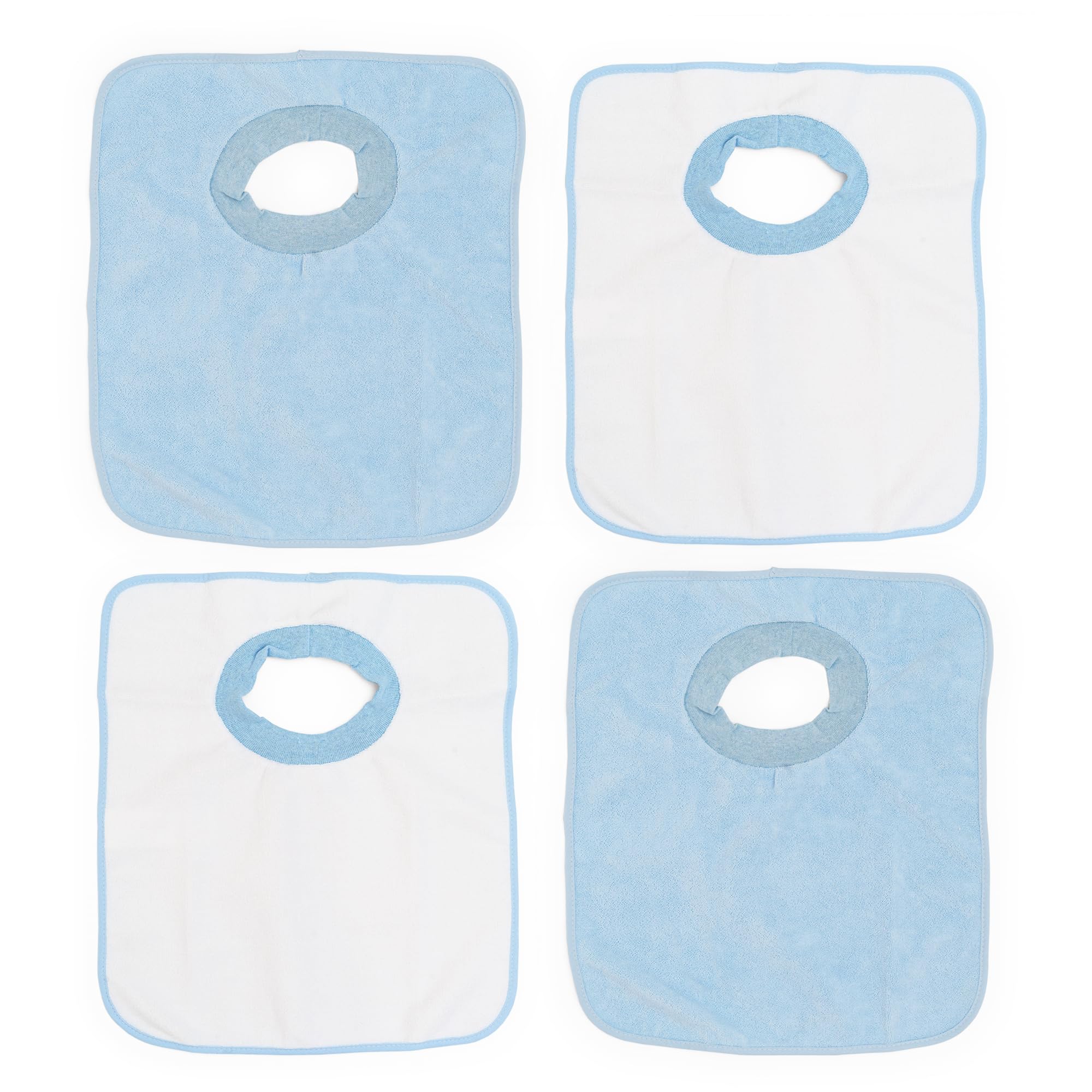 Ti TIN -4 Pack - Waterproof Terry Baby Bibs, 33x36 cm | bib with Elastic Fastener for Babies from 6 to 18 Months, 100% Polyester Microfibre and Vinyl Lining