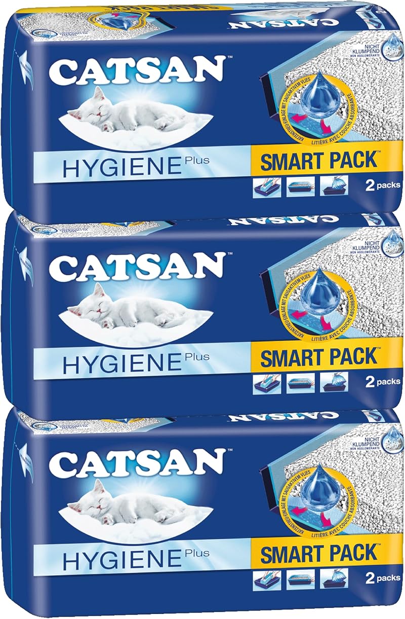Catsan Smart Pack Cat Litter 24L 3 Packs Inlays Liner Dust-Free