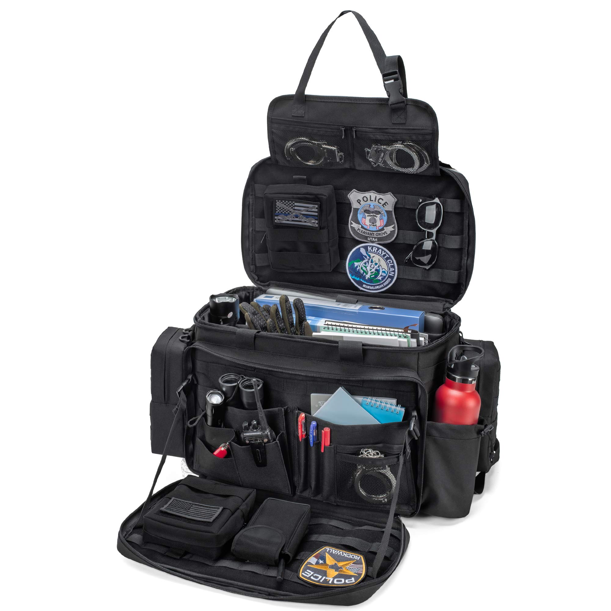 Photo 1 of Trunab Patrol Bag Police Gear Bag Car Front Seat Organizer for Law Enforcement Military Duty Bag with 15.6” Laptop Sleeve, Cups Holder, MOLLE Strips, Fits Vehicle Passenger Seat