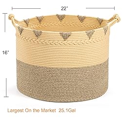 TerriTrophy XXXXLarge Cotton Rope Blanket Basket