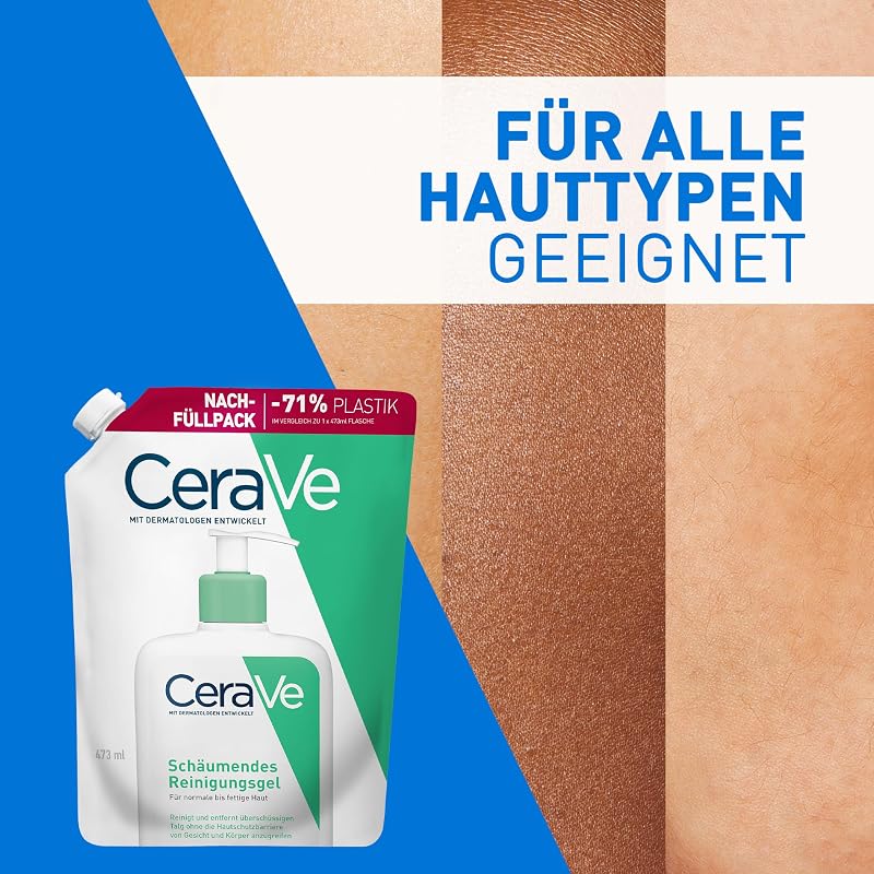 Schäumendes Reinigungsgel Refill für Gesicht und Körper, Normale bis fettige Haut, Mit Hyaluron und 3 essenziellen Ceramiden
