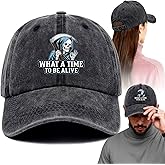 What a Time to Be Alive Funny Printed Cotton Baseball Cap Adjustable Retro Washed Lightweight and Breathable Unisex Humor Sun Hat, Gifts for Man Woman Friend Bestie Coworker Family Teenager Black