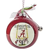 University of Alabama Crimson Tide Ceramic Ball Ornament - Team Logo & Bowl Victories Design w/Ribbon & Bells by Magnolia Lane - Christmas Decoration, Gift for ‘Bama Students, Alumni - for Home, Dorm