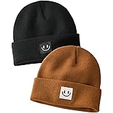 FURTALK Baby Beanie Cute Toddler Winter Hat Knit Boys Girls Warm 2 Pack Kids Embroidered Beanies Cap for 0-8 Years