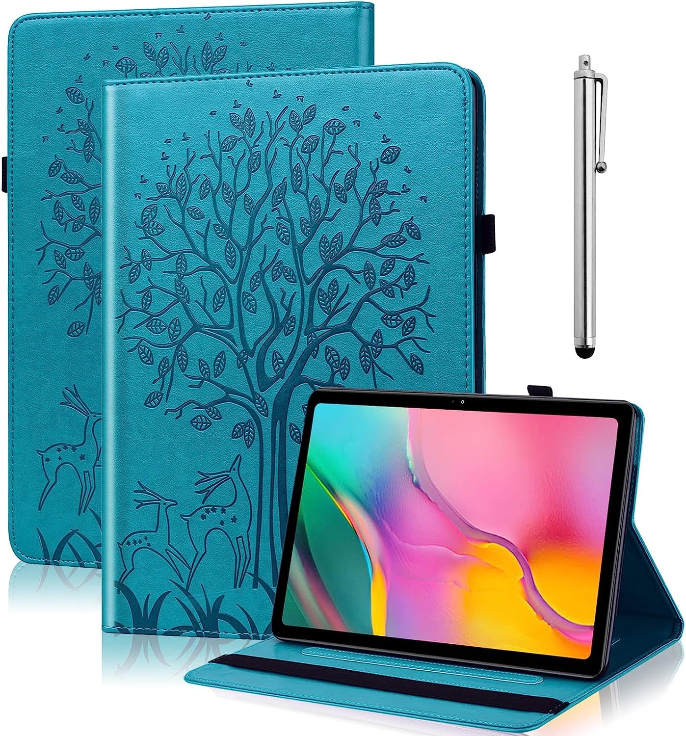 GLANDOTU Case for Xiaomi Mi Pad 5, Elastic Strap Pen Holder Fold Stand Function Cover, Folio Flip Wallet PU Leather Tablet Cases for Mi Pad 5 Pro/Mi Pad 5 Pro 5G Case (free Stylus pen) - Blue