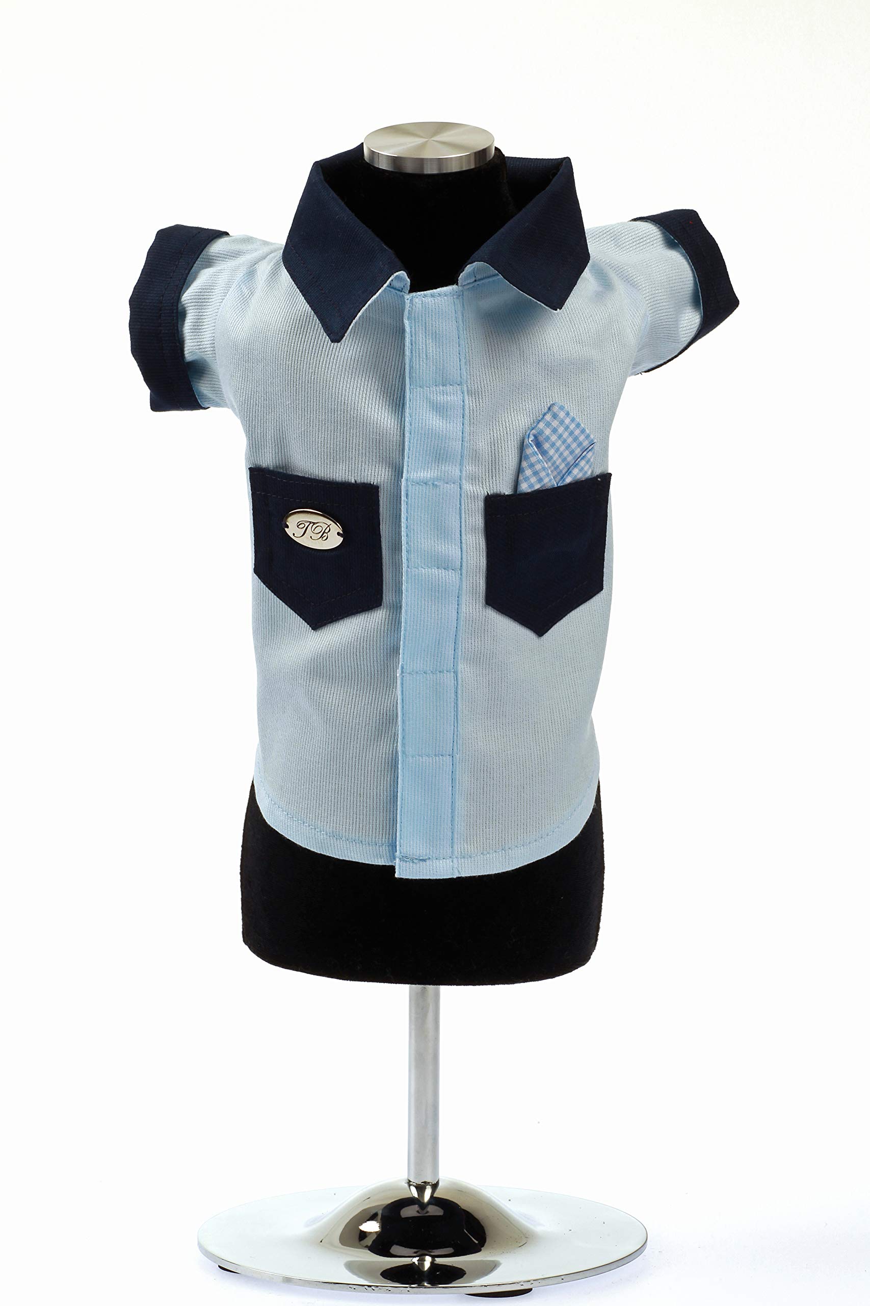 Trilly All Brilli Piquet Shirt with Contrasting Pockets, Blue - 1 Product