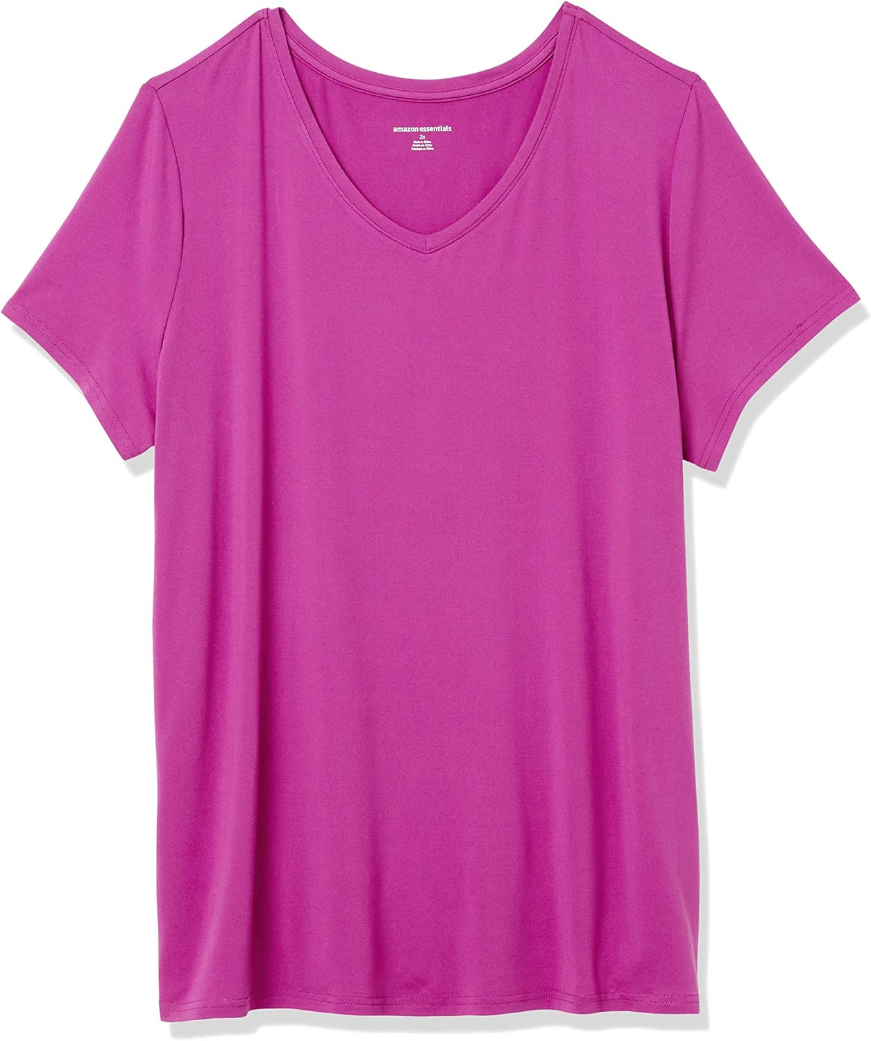  Essentials Women's Plus Size Tech Stretch Short Sleeve V-Neck T-Shirt: Clothing