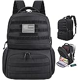 MOZETO Laptop Lunch Backpack for Men, Tactical Inspired Utility Anti-Theft Work Bag with Cooler Compartment Lunchbox (Black, 17 Inch)