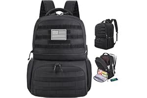 MOZETO Laptop Lunch Backpack for Men, Tactical Inspired Utility Anti-Theft Waterproof 17inch Laptop Work Bag with Cooler Compartment Lunchbox