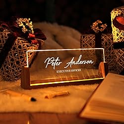 Personalized Light Up Desk Name Plate | New Job