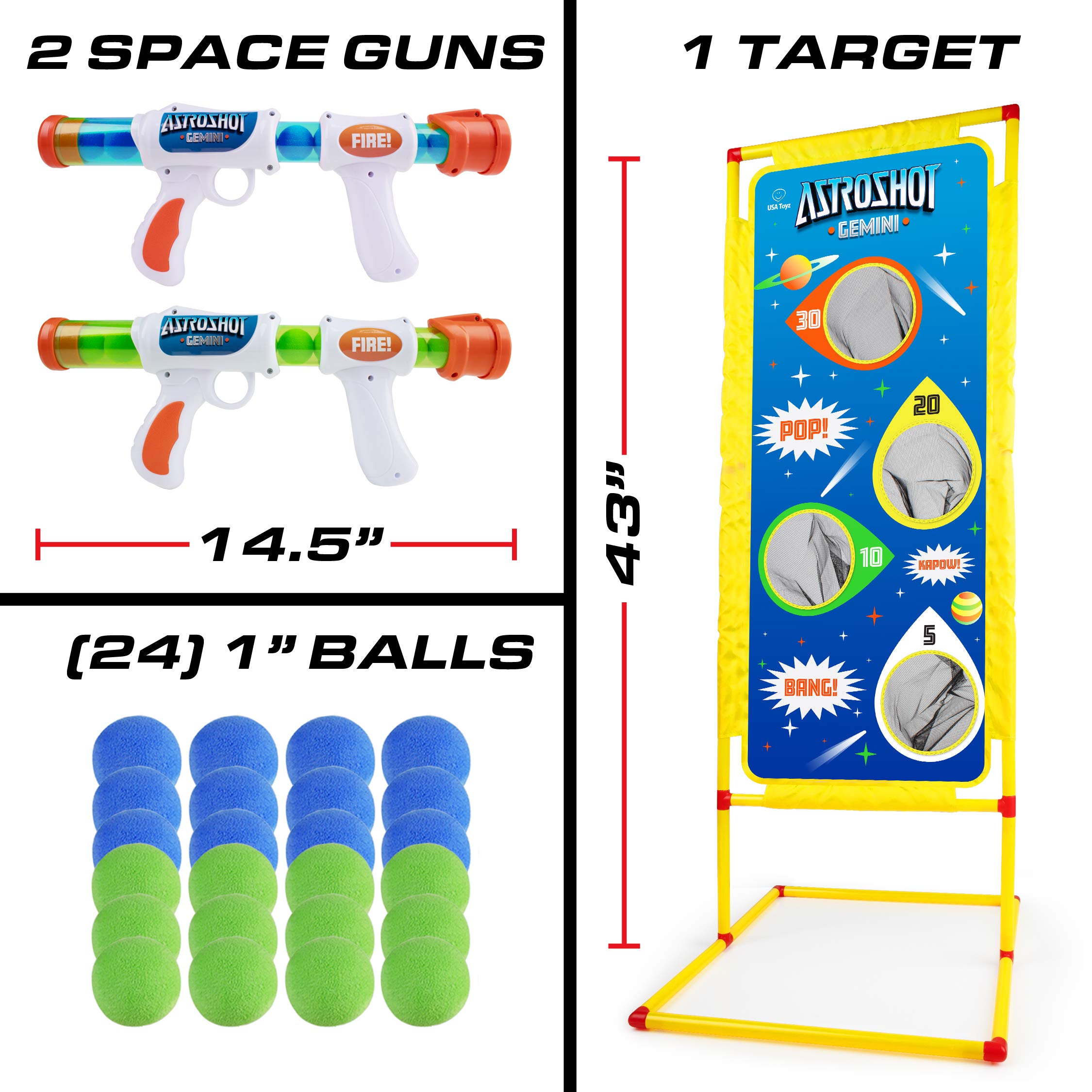 USA Toyz Astroshot Gemini Shooting Games Set – 2pk Soft Foam Ball