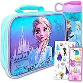Disney Frozen Lunch Box and Water Bottle Set for Kids - Bundle with Elsa and Anna School Supplies Set Plus Stickers and More Lunch Bag for Girls