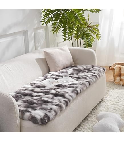 Funny Plush Dog Couch Cover Protector - Washable, Non-Slip Single Seat Cover (23.6x23.6 Inch, White)