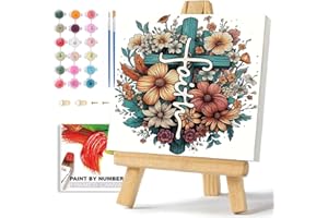 WEMEON Religious Paint by Numbers Kit for Adults with Framed- Easy Paint by Numbers Kit for Adults Beginner, Simple Painting Paint by Numbers Crosses for Gift Home Wall Decor (10x10Inch)