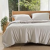 Bedsure 100% Rayon Derived from Bamboo Duvet Cover Queen Size - Lightweight Silky Cooling Comforter Cover Set for Hot Sleepers, Breathable & Moisture-Wicking Bedding Set, Linen