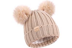 TONTULAND Kids Winter Beanie Hat Warm Ski Caps with Pompom Fleece Lined Children's Knit Hat for Boys Girls