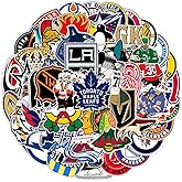 50pcs Ice Hockey Stickers, Hockey Teams Logo Stickers Packs for Teens Adults, Waterproof Vinyl Funny Sports Decals for Water 